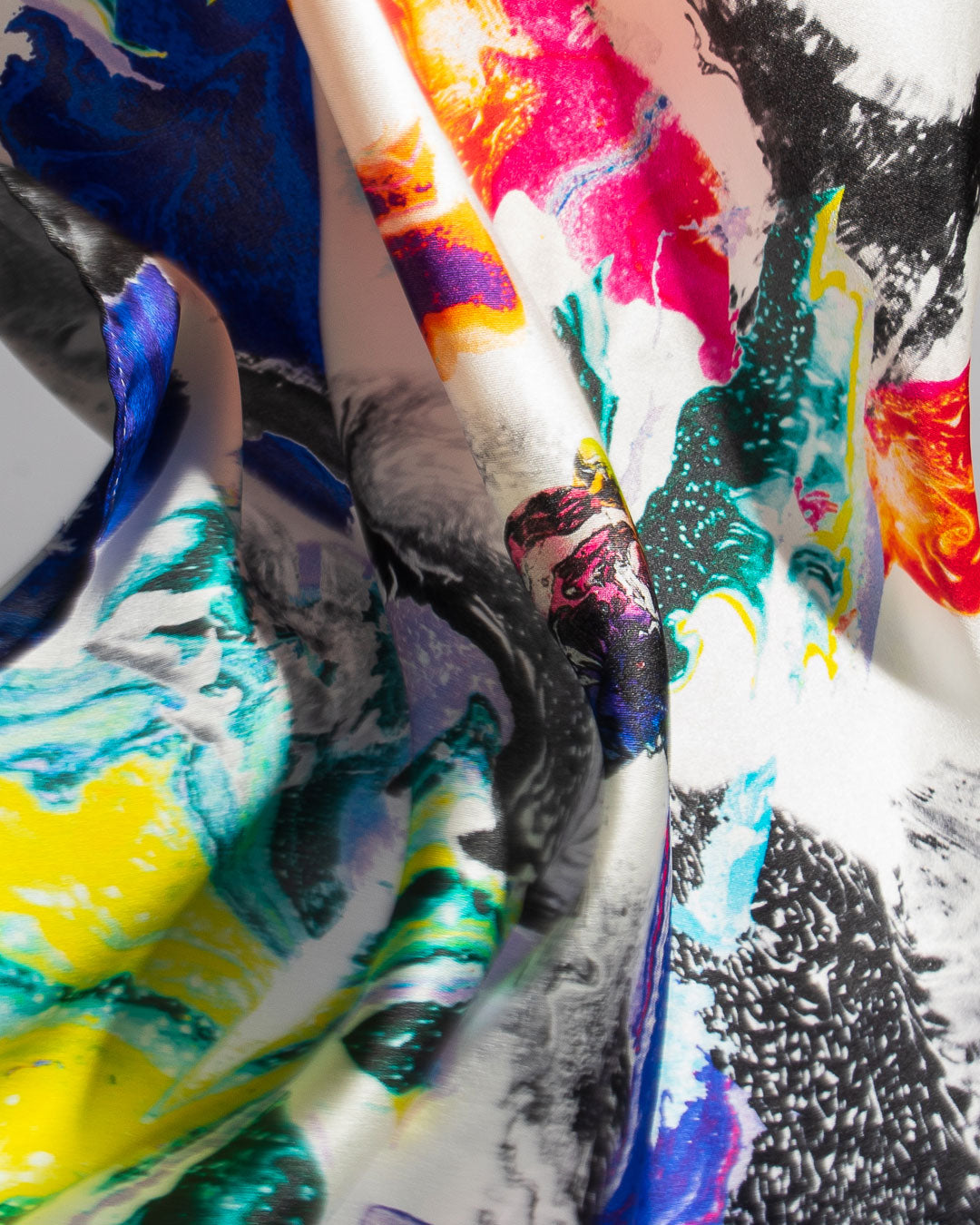 SILK SCARF - White Marble