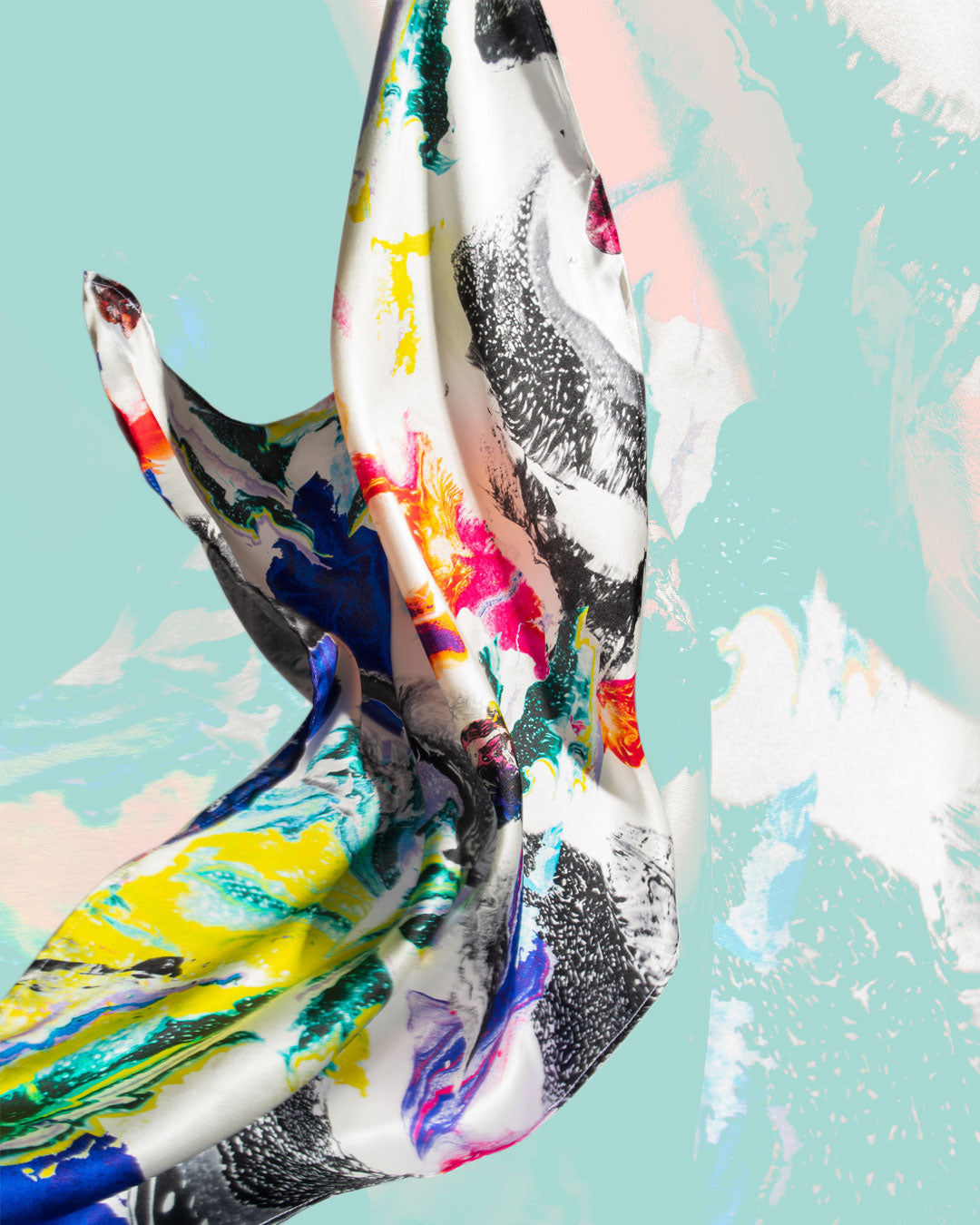 SILK SCARF - White Marble
