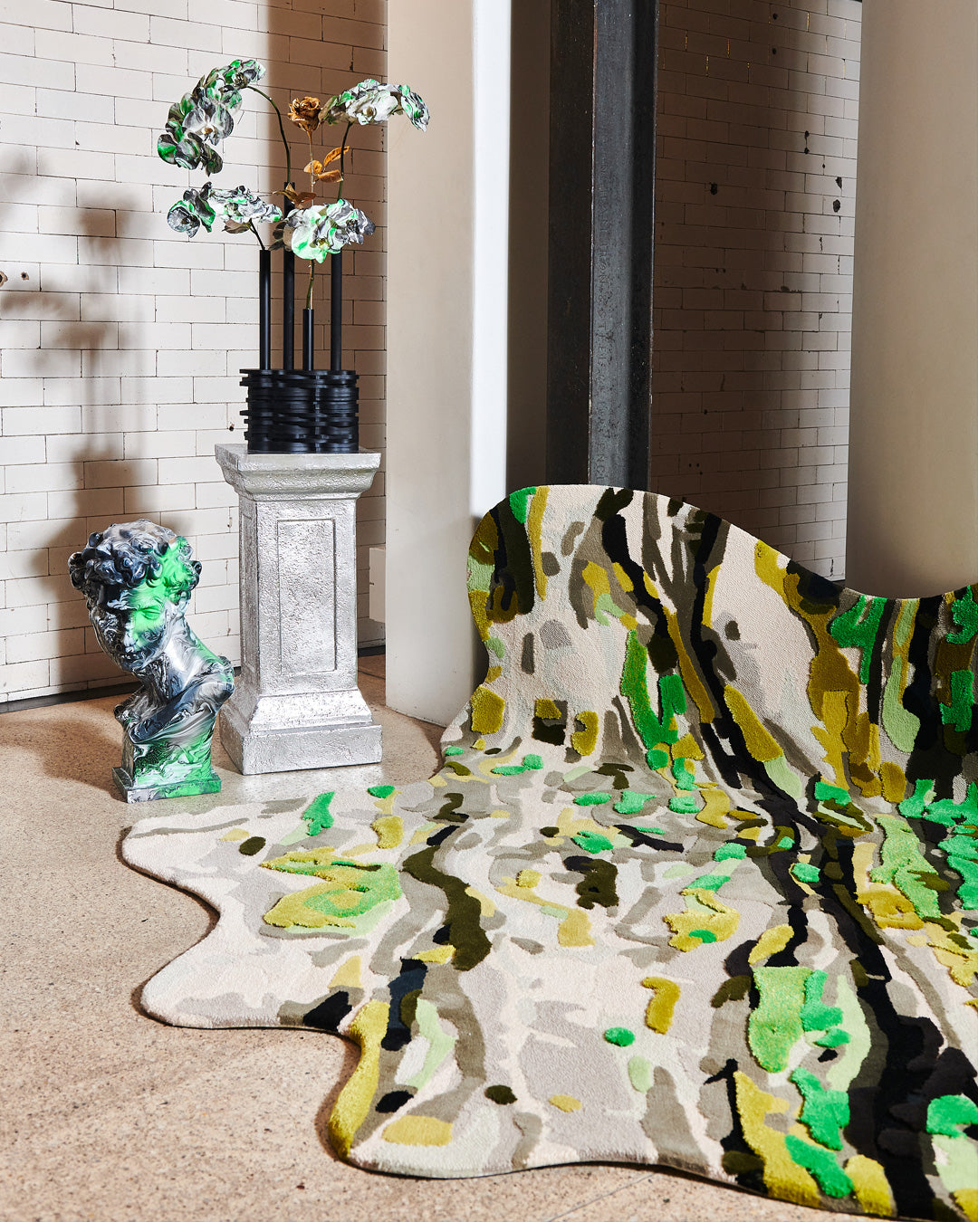 Marble Waves Rug - Green