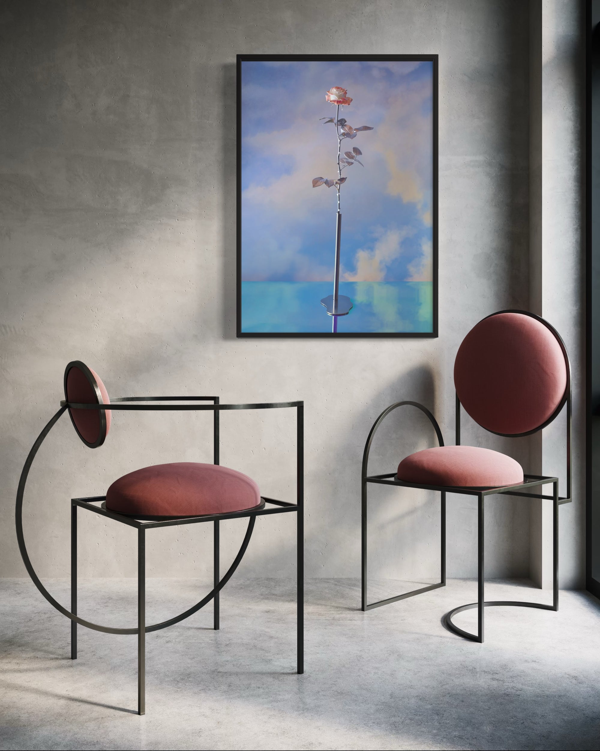 In The Clouds Fine Art Print - Single Rose Stem